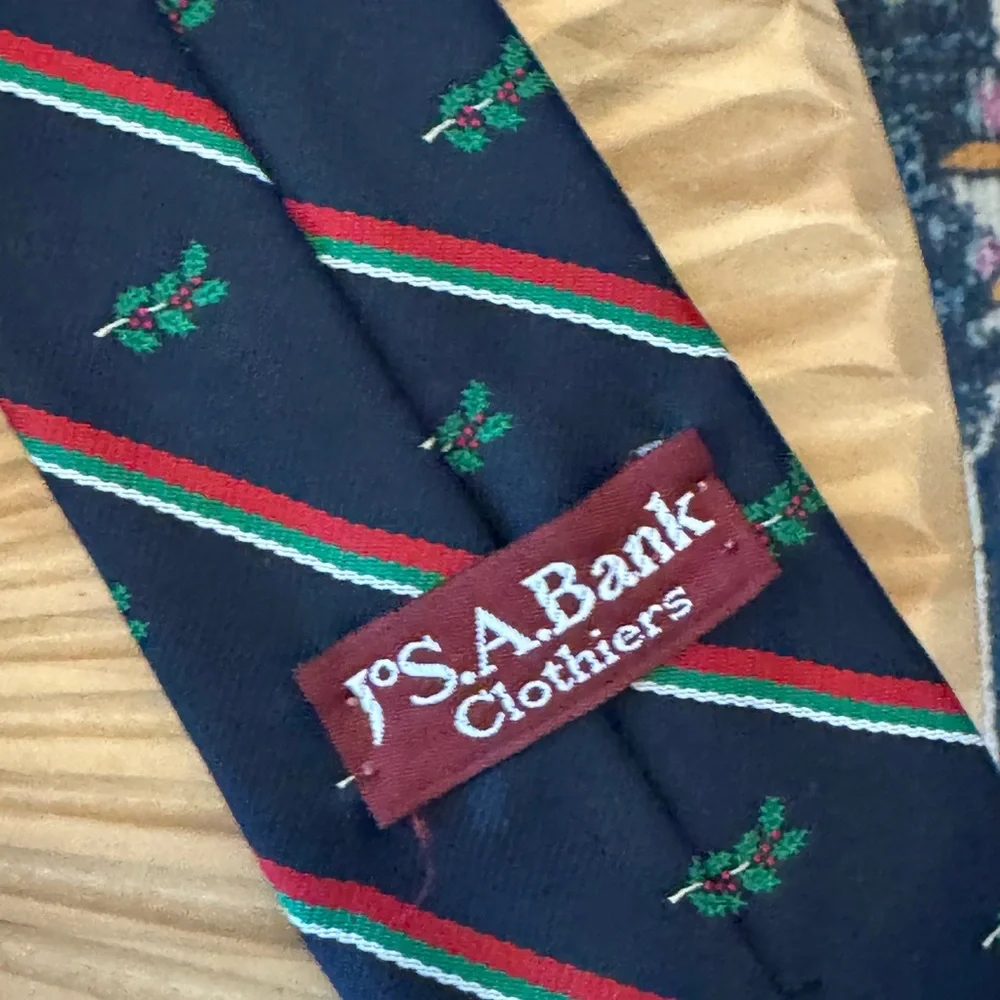 Vintage Jos. A. Bank Clothiers Holiday Navy Blue Necktie Christmas